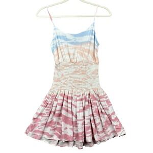 Ocean Drive Mini Dress Women Medium Multicolor Tie Dye Smocked Spaghetti Strap